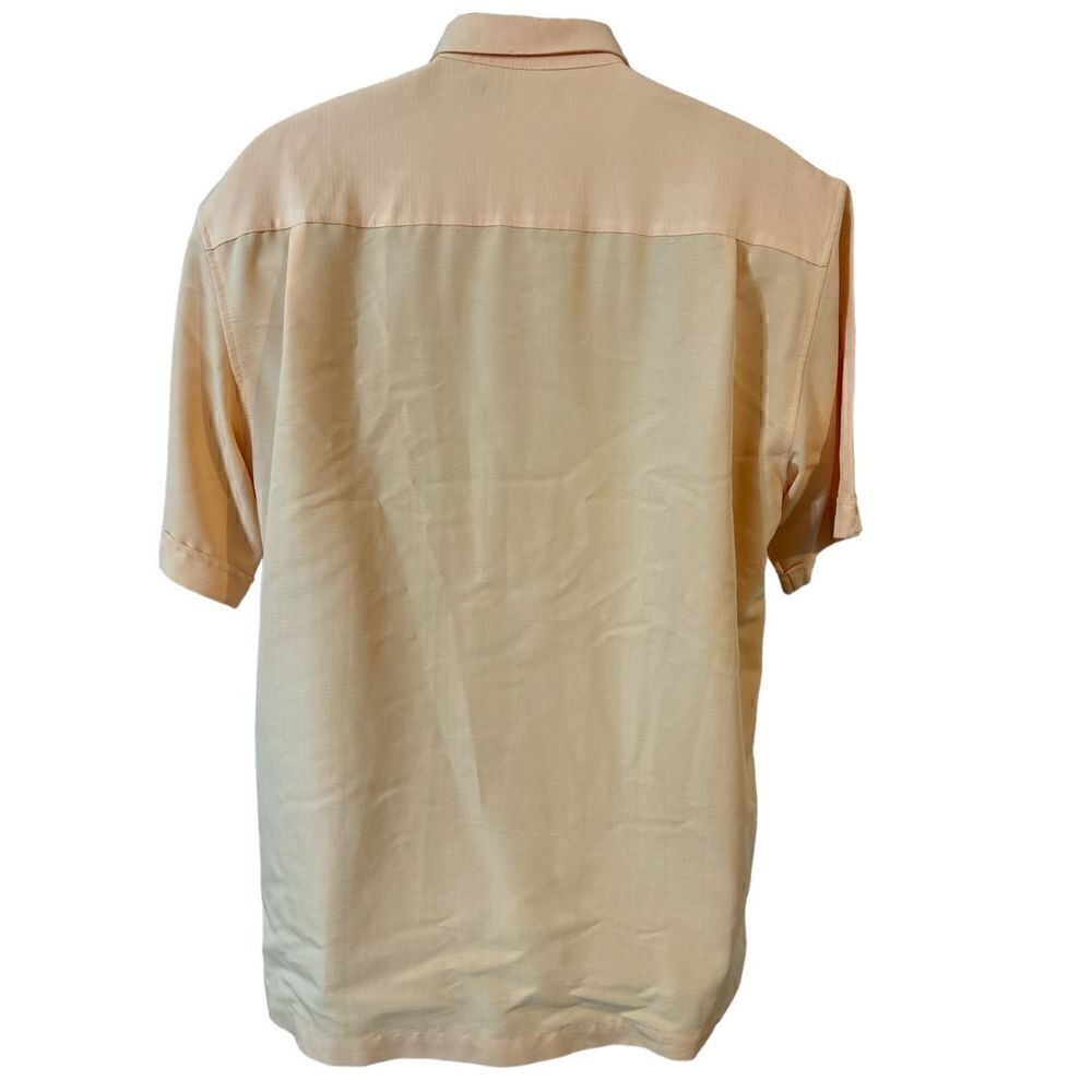 Cubavera Short Sleeve Double Tuck Embroidered Panel Shirt, Polyester Size Large - Picture 6 of 10
